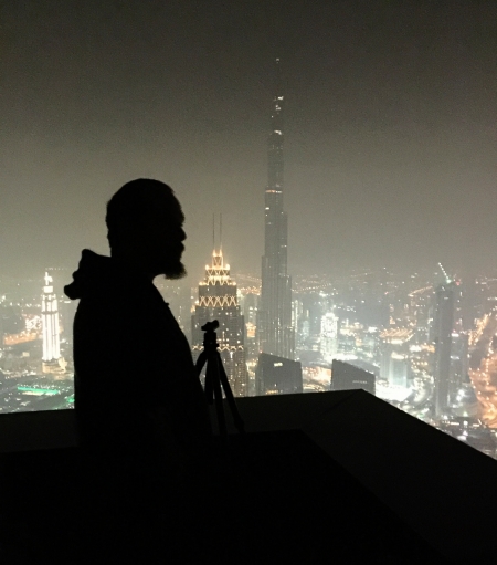 Setting up a panoramic shoot - 85 stories up in Dubai, UAE